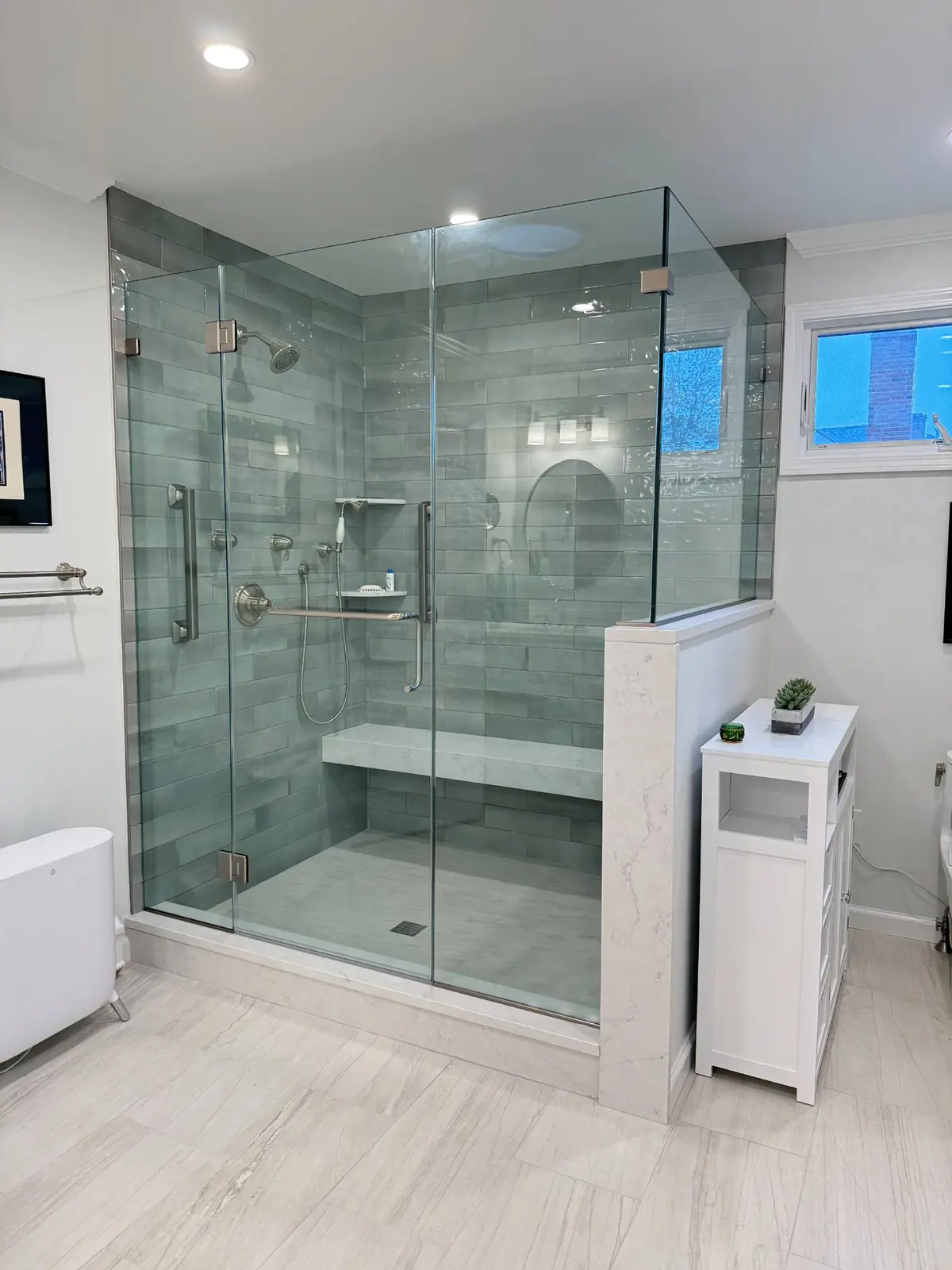 Glass tile shower by Summit Home Services