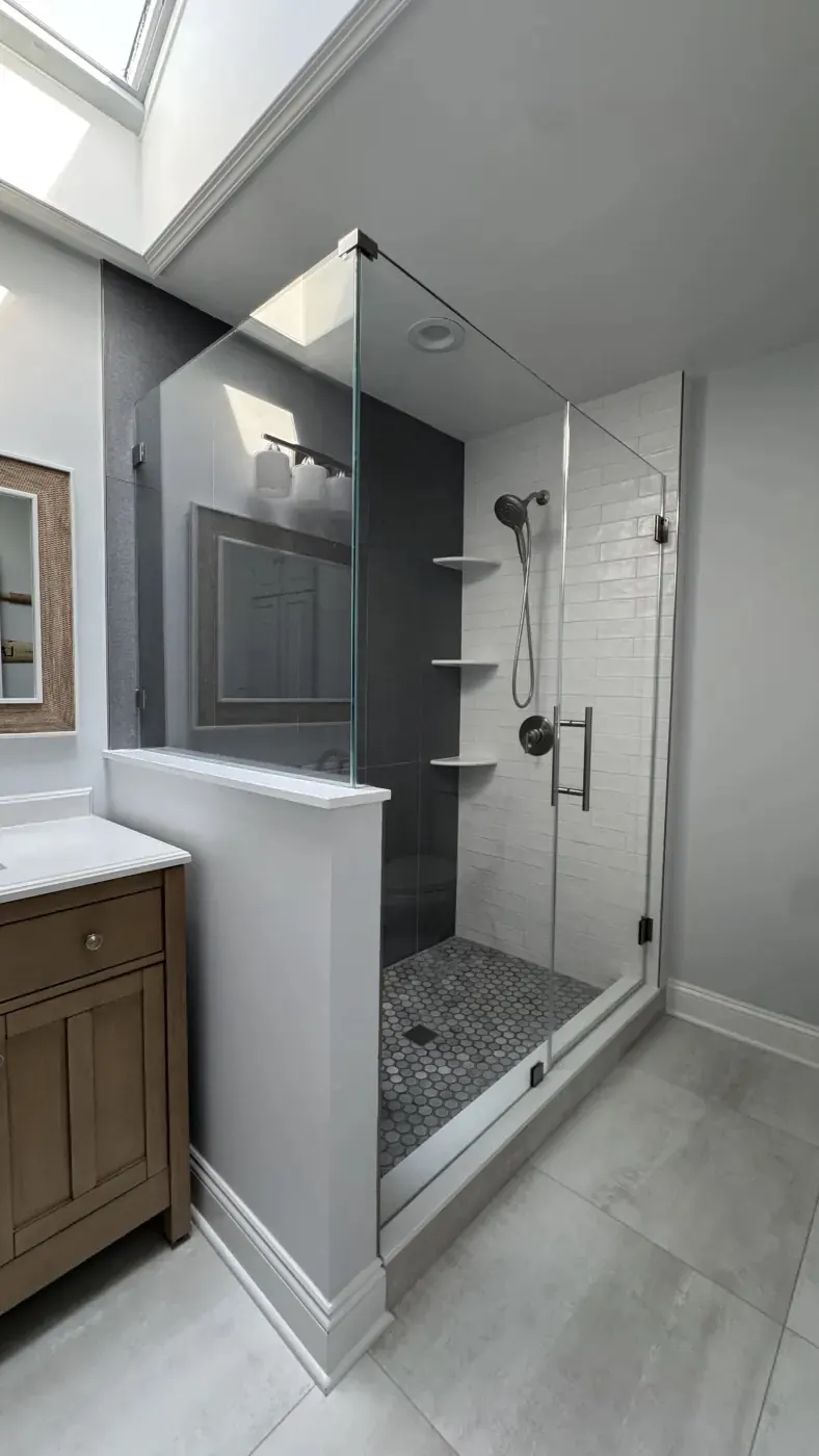 After photo of a Middletown NJ bathroom with frameless glass shower by Summit Home Services