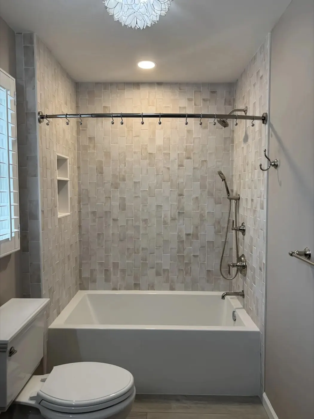After photo of a Red Bank NJ bathroom tub surround with full height tile by Summit Home Services